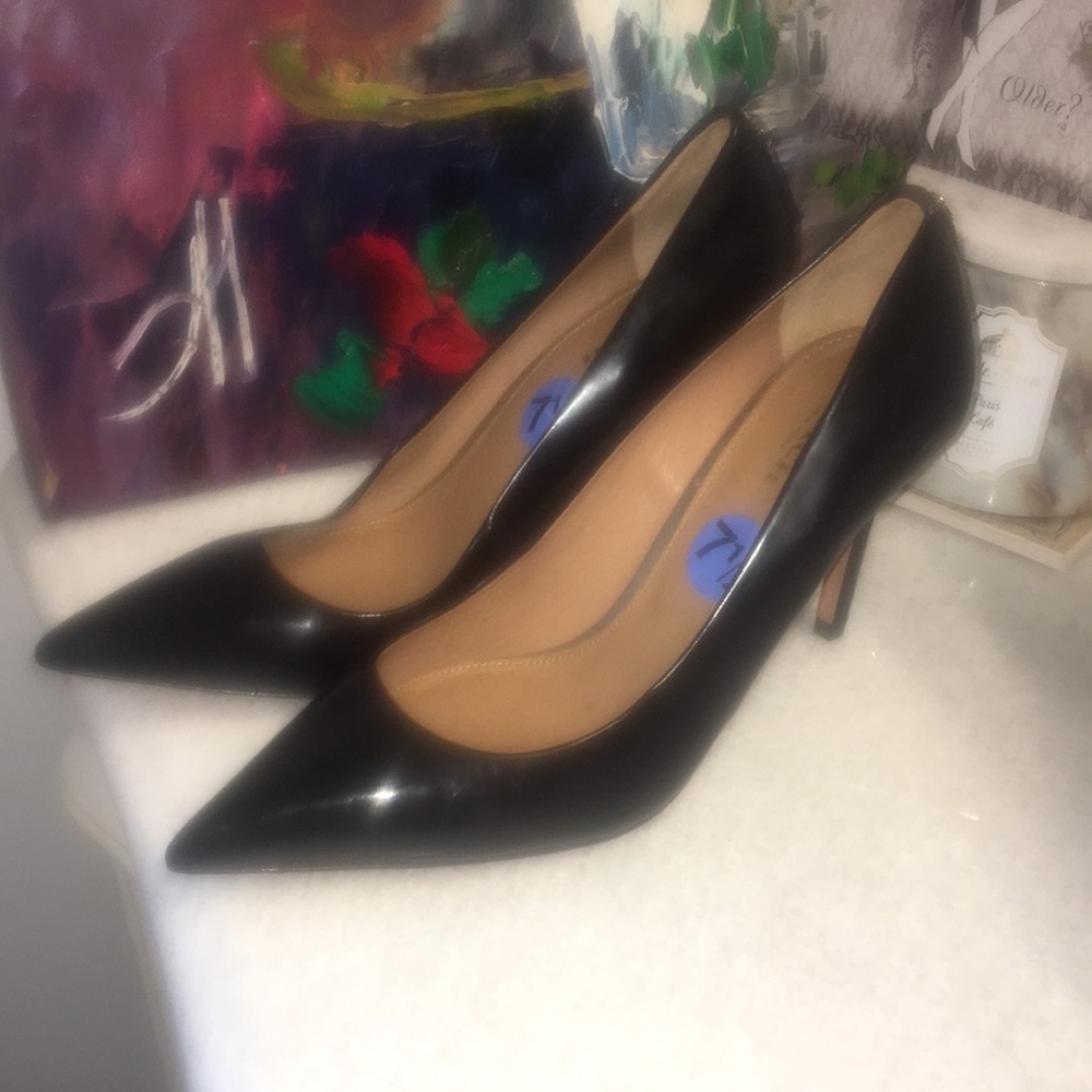 COACH pointed black leather heels 7.5